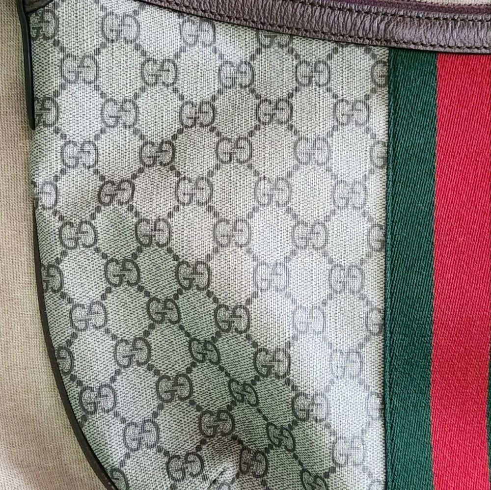 Gucci Ophidia GG Patterned Bag W/Red & Green Stripe 13X9 - Picture 7 of 16